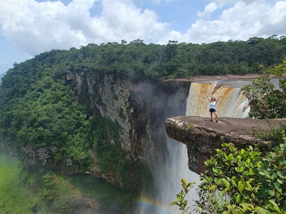 Kaieteur Falls dropping into the rainforest gorge in Guyana